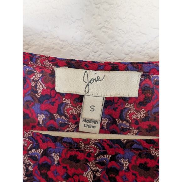 Joie 100% Silk Office Career Blouse Cold Shoulder Short Sleeve Size Small - Picture 5 of 7